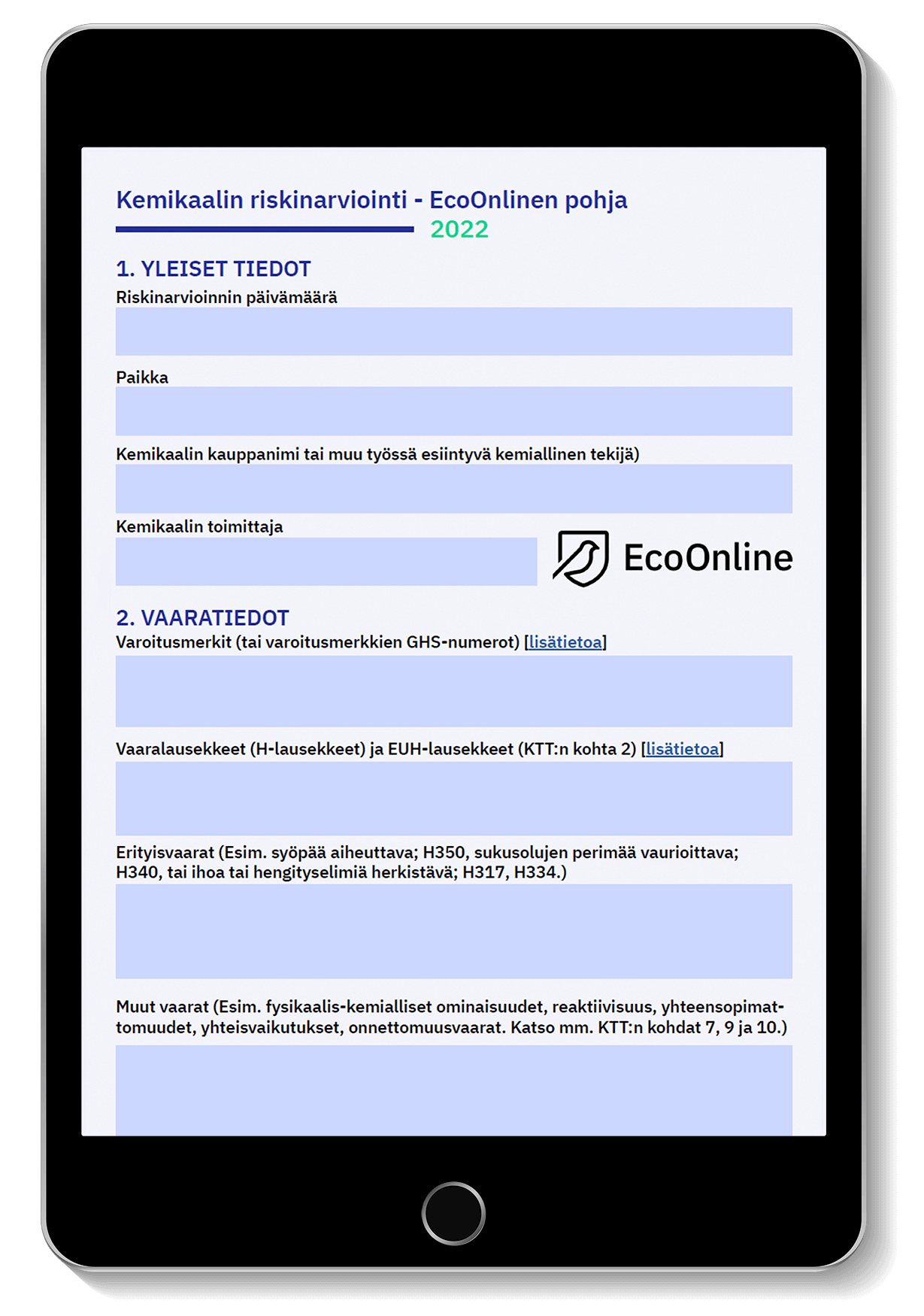 EcoOnline - Kemikaalin riskinarviointi malli