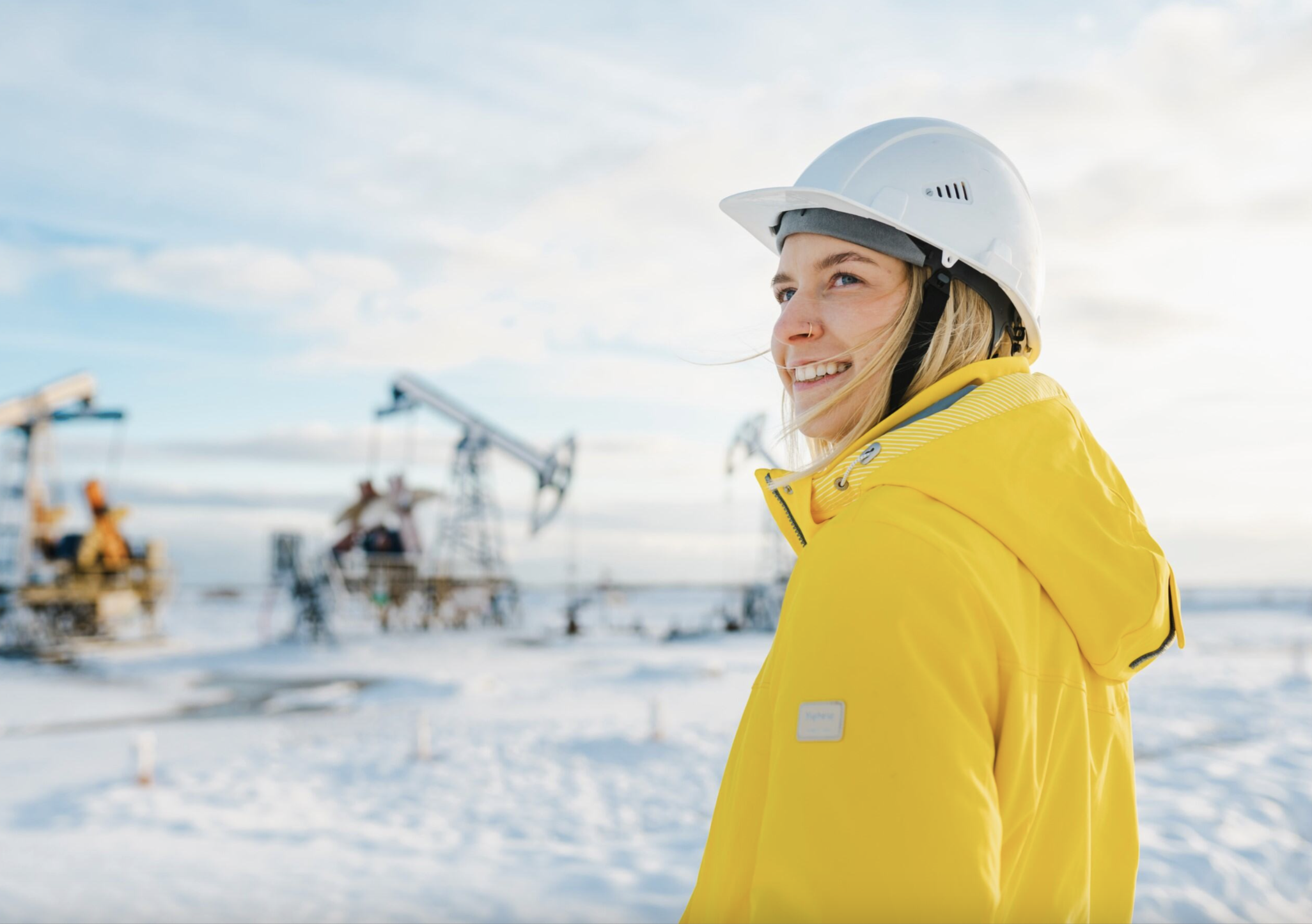 worker in the field in a hard hat